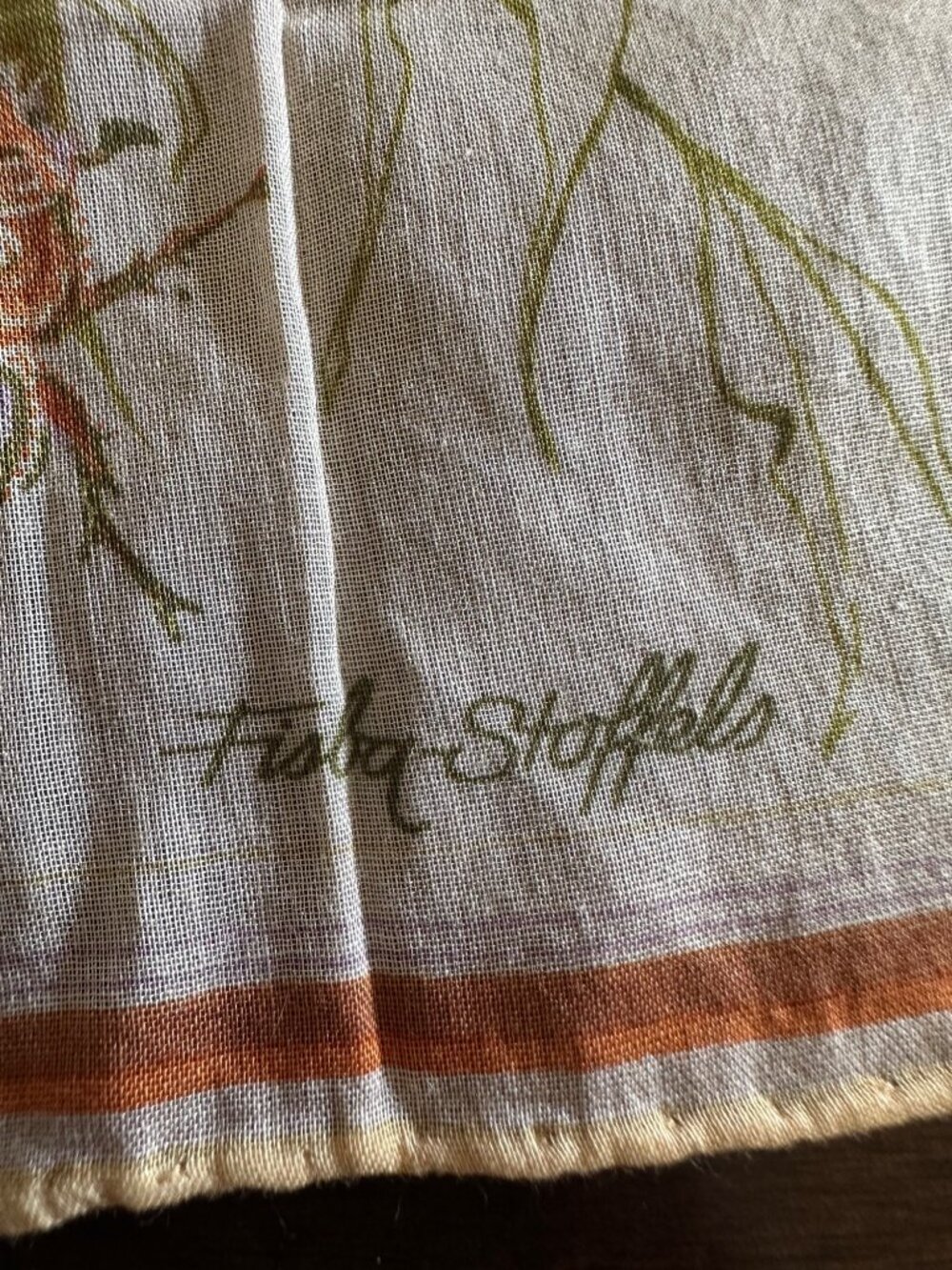 Vintage Flora Stoffels Handkerchief With Orange Roses & Bugs Print - Picture 11 of 16